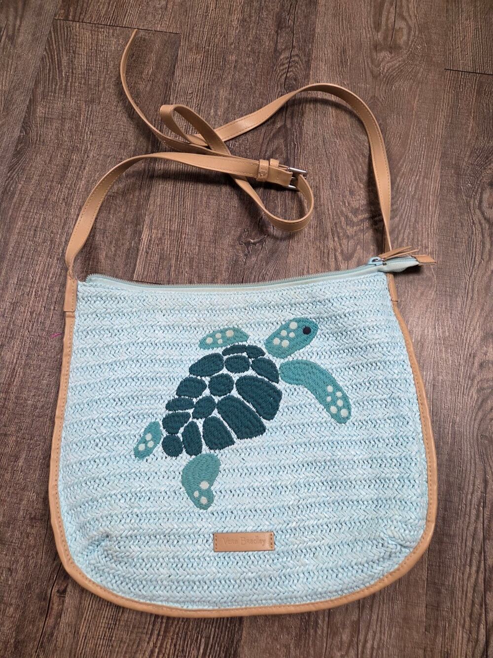 Vera Bradley Straw Purse Crossbody Mint Straw Sea Turtle Regatta Beach Coastal